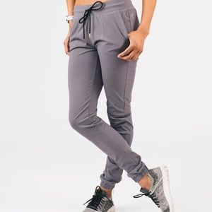 Zyia Dark Gray Peak Zipper Joggers (Long) 31"